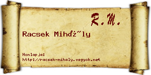 Racsek Mihály névjegykártya